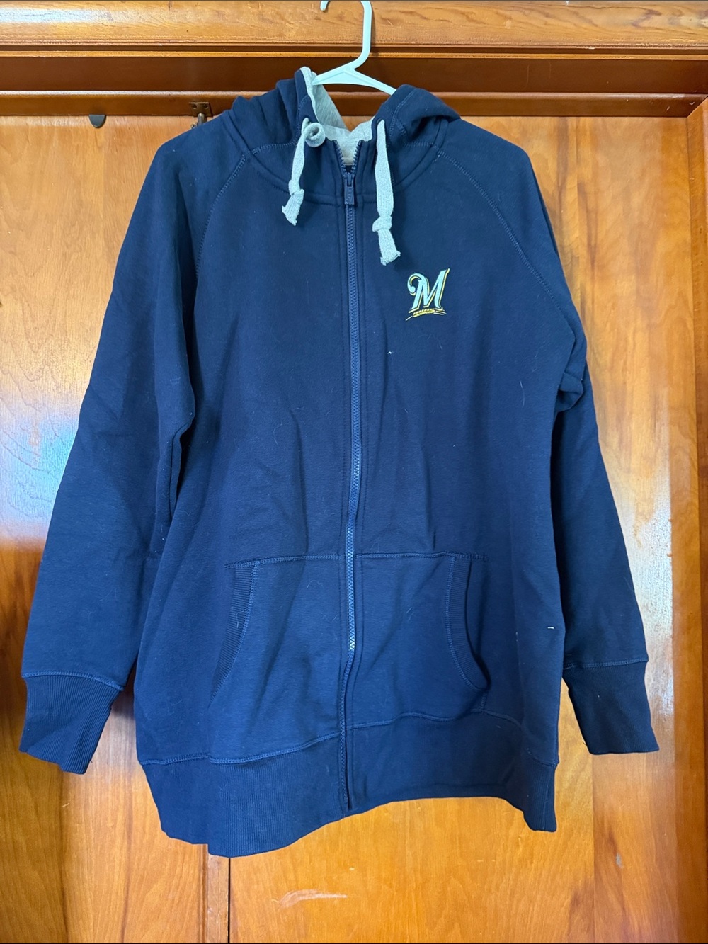 Antigua Navy Blue Full-Zip Hooded Utility Jacket with Embroidered M Logo